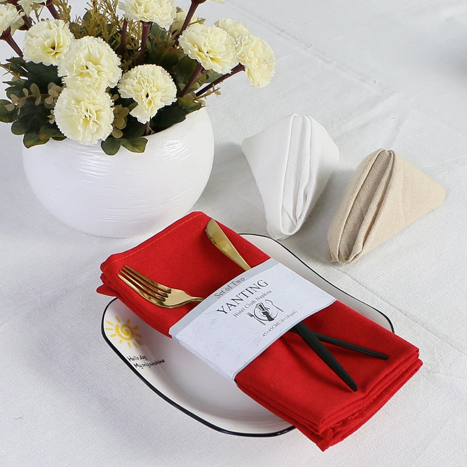 serviettes table tissu rouge vert noir 30x45cm uni réutilisable fêtes mariage opaques classiques pièces