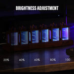 horloge led bois foncé verre translucide motifs géométriques modernes réglable luminosité affichage horaire USB