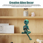 statue alien résine vert turquoise assis verre vin rouge décoration maison humoristique science fiction