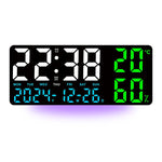 horloge murale digitale noir bleu vert compte rebours température humidité moderne lumineuse