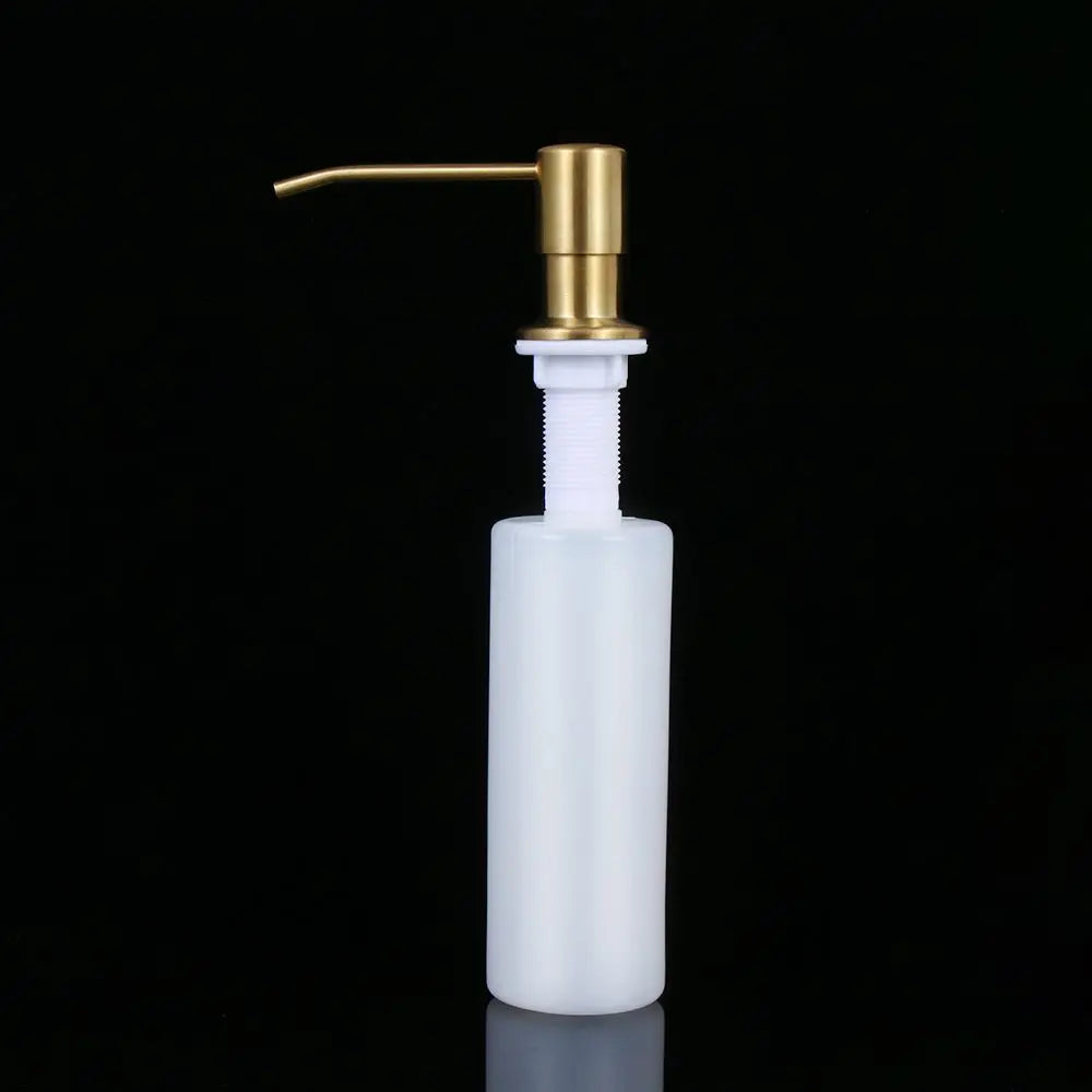 distributeur savon liquide moderne blanc doré mat salle bain main mousse plastique fixe tuyau