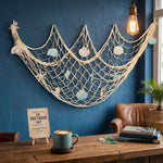 décoration murale filet pêche coquillages marin clips tassel étoiles mer hippocampes chambre plage festive