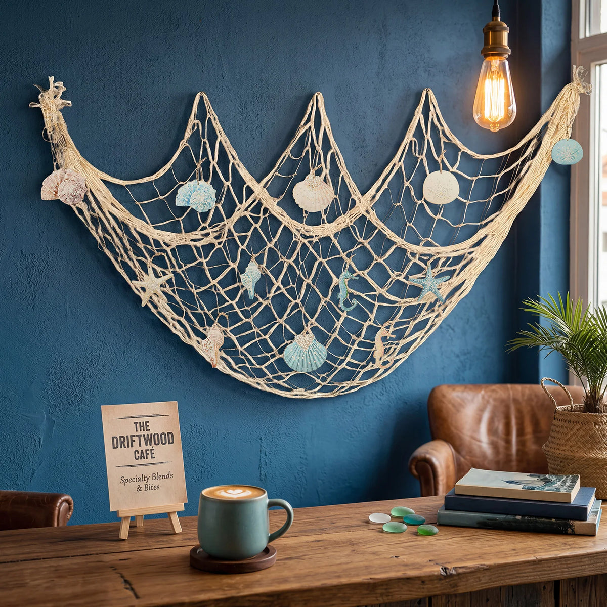 décoration murale filet pêche coquillages marin clips tassel étoiles mer hippocampes chambre plage festive