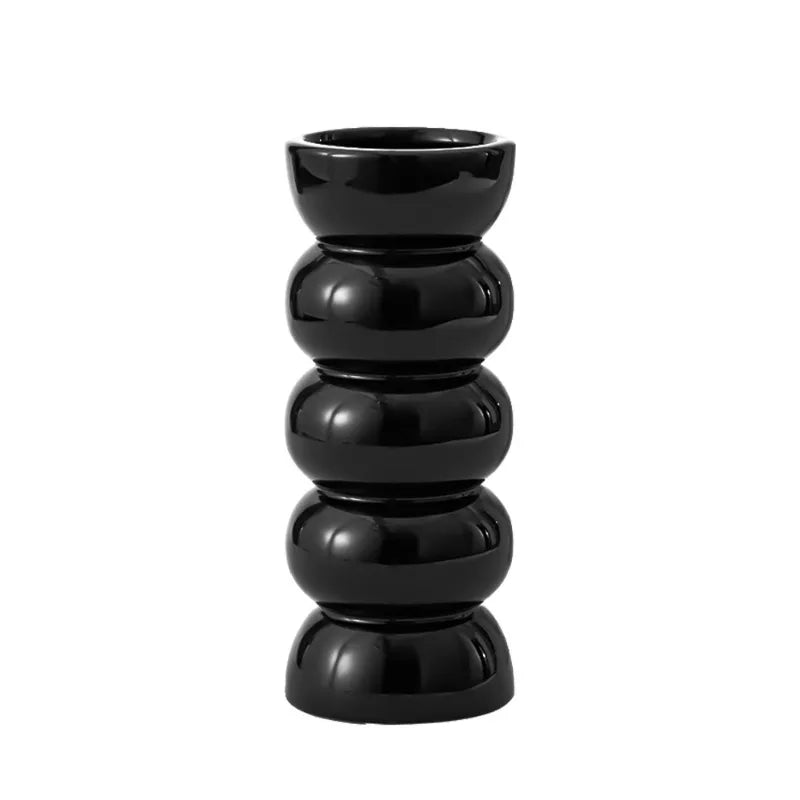 vase céramique noir moderne rond concave décoration intérieure hydroponique arrangement fleurs