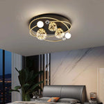 plafonnier moderne élégant noir doré sphères translucides points lumineux ledintérieur chambre salon