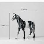 statue cheval moderne marbré bleu orange blanc décoration salon meuble vin cadeauOpaque