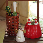 décoration maison ange céramique vase fleurs organisateur rangement panier tressé courge festive