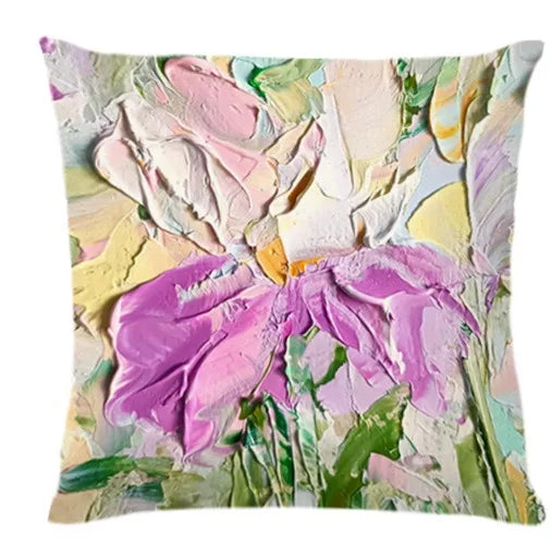 taie d'oreiller violet fleur abstraite 45x45cm zip closure moderne salon chambre coucher