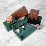 boîtes montres cuir velours classique marron vert noir