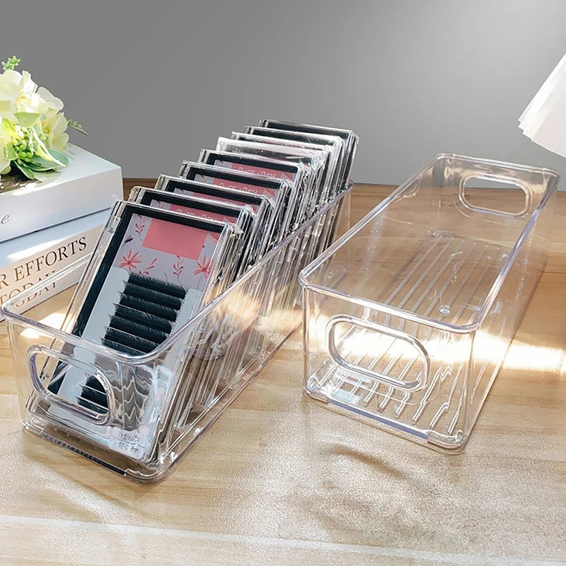 boîte rangement transparente pinceaux maquillage poignées modernes boîtes organisation palette outils cosmétiques trousse étudiants