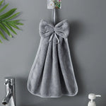 serviettes toilette velours doux nœud décoratif gris rose pâle blanc séchage rapide lavable machine