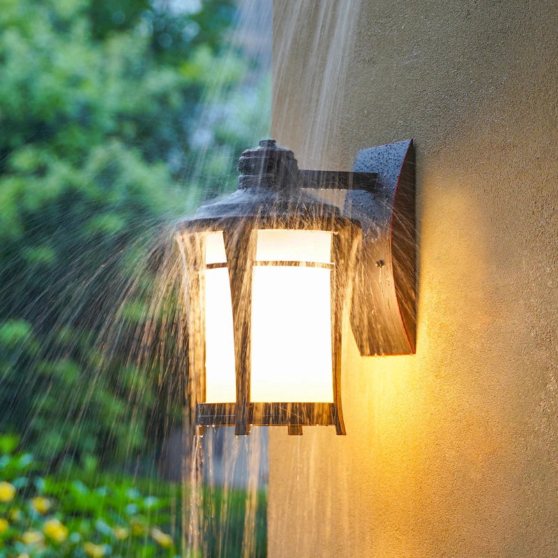 lampe murale extérieure bronze blanc translucent texture métallique classique rustique fixée mur