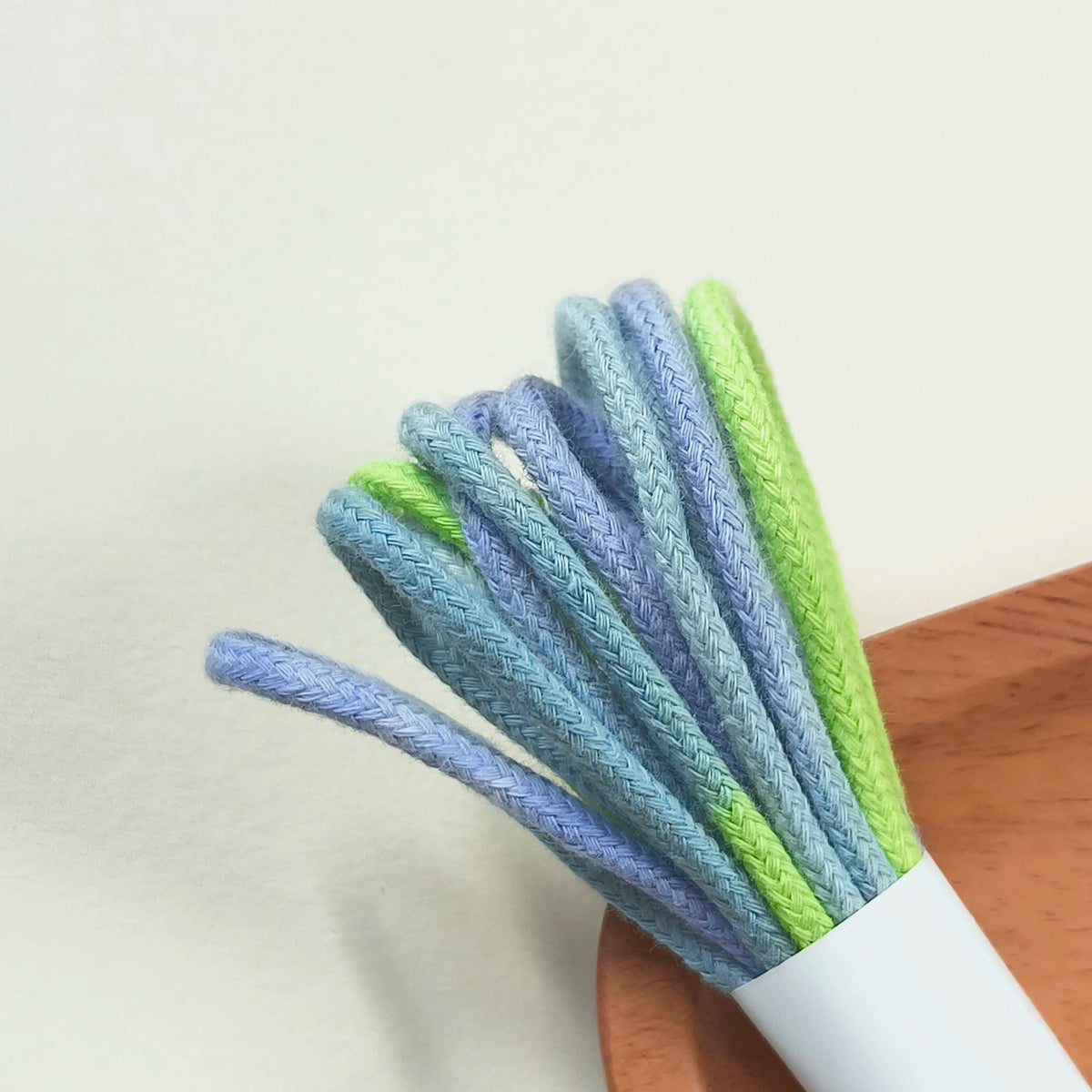 cordelette coton 3mm rayures rose blanc bleu clair verte haute ténacité écologique texturée étiquette