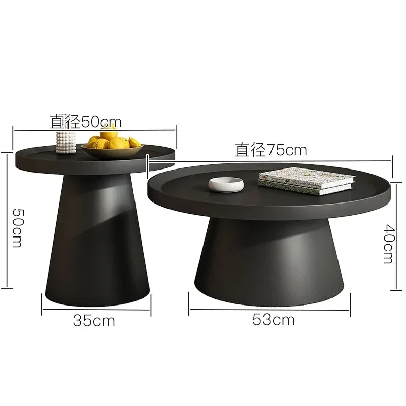 table basse moderne minimaliste ronde fer noir blanc salon maison