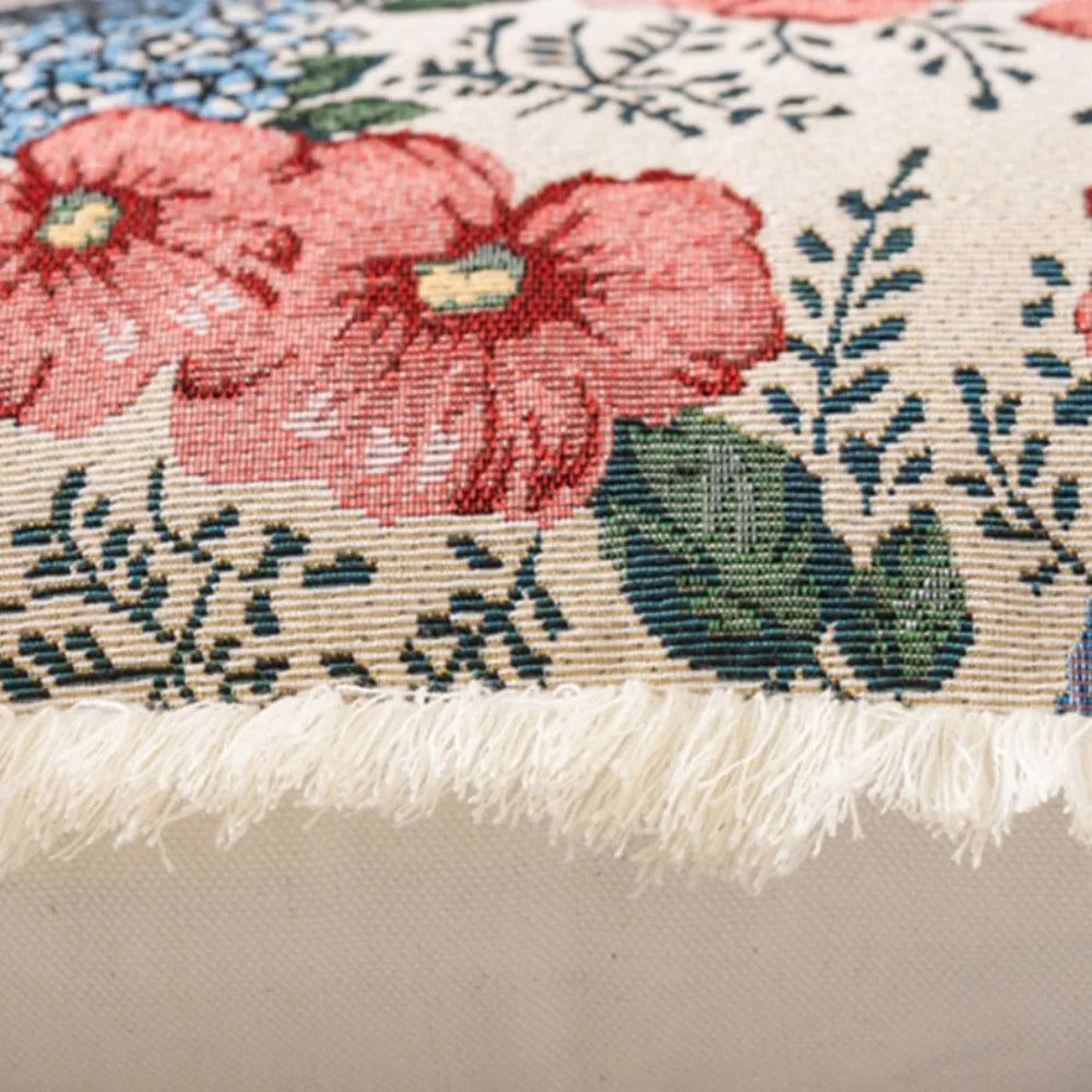 taies d'oreiller jacquard vintage motif floral multicolore coton polyester adhésif lit maison