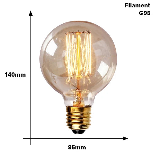 ampoules filament vintage transparentes dorées éclairage rétro tringles câbles noirs e27 180deg 30000h