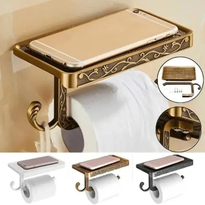 porte savon mural vintage ornements floraux porte rouleau papier toilette bronze blanc noir classic