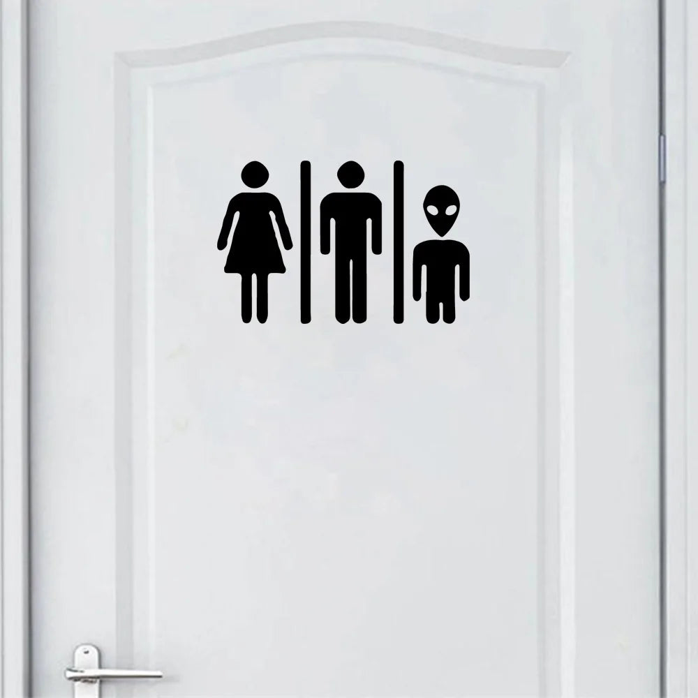 autocollants mural personnages stylisés humour minimaliste noir adhésif salle bain chambre enfants décoration vinyle