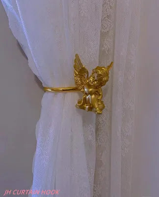 boucle rideau or ange sculpté classique moderne fixe tringle inclusion opacité chambre salon decoration