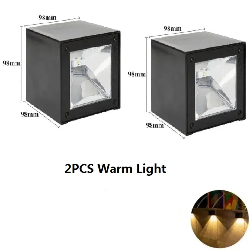 éclairage solaire extérieur moderne ip65 led applique murale noire rectangulaire contemporaine étanche 98mm 80mm