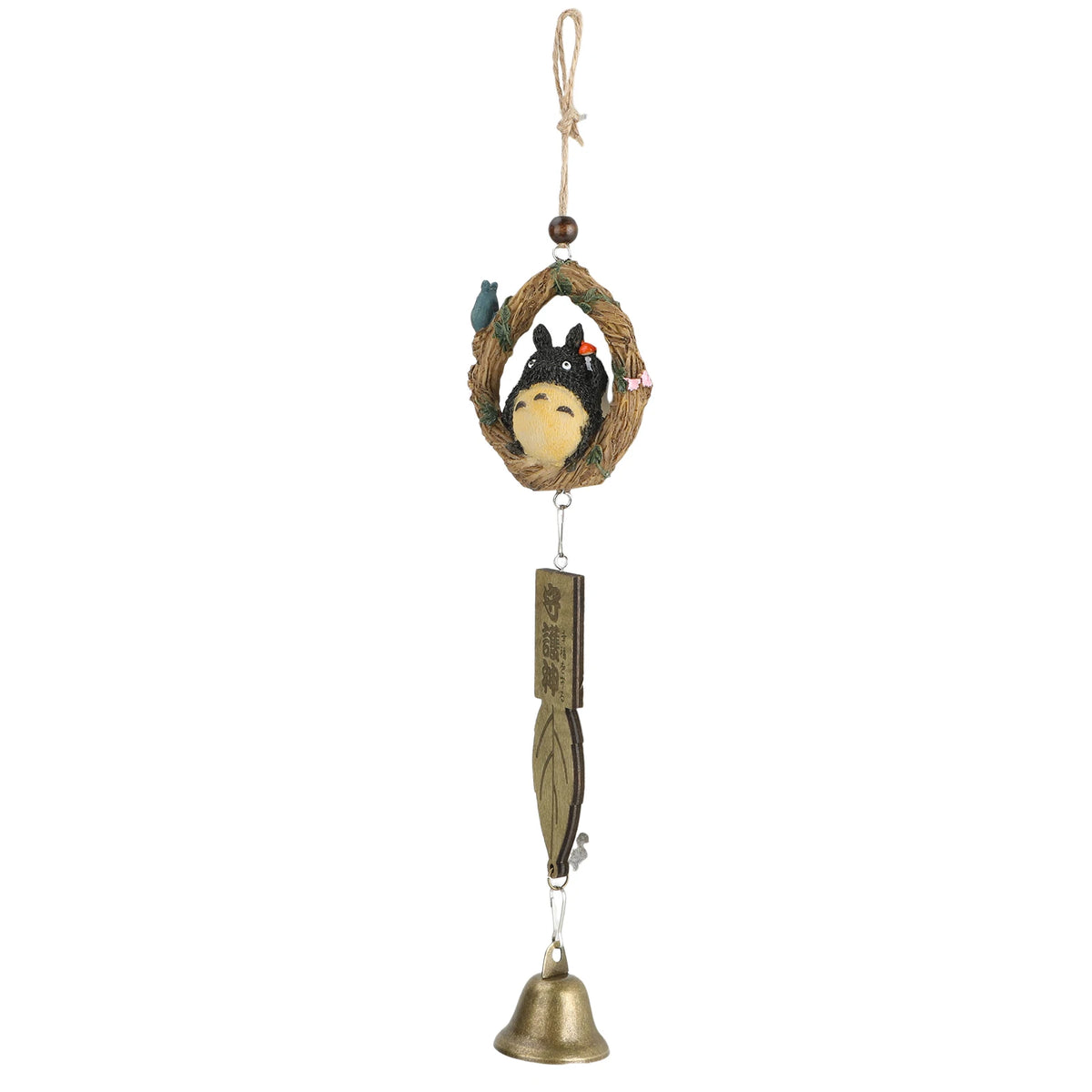 ornements résine cloches jardin japonais totoro animal compagnie motifs bois opaque artisanal