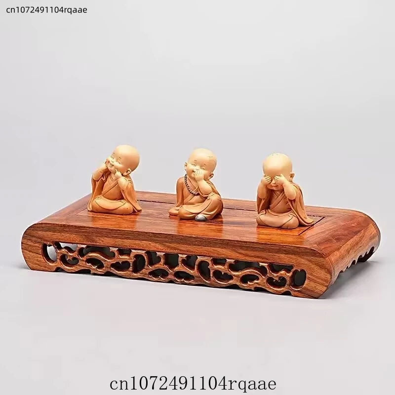 support présentation bois massif socle figurine vase théière décoration chinois traditionnel gravure