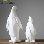 statue résine manchot géométrique blanche moderne décoration maison unique animal