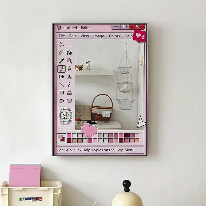 miroir decoratif retro cadre paint icone graphique opalescent stickers chambre coucher