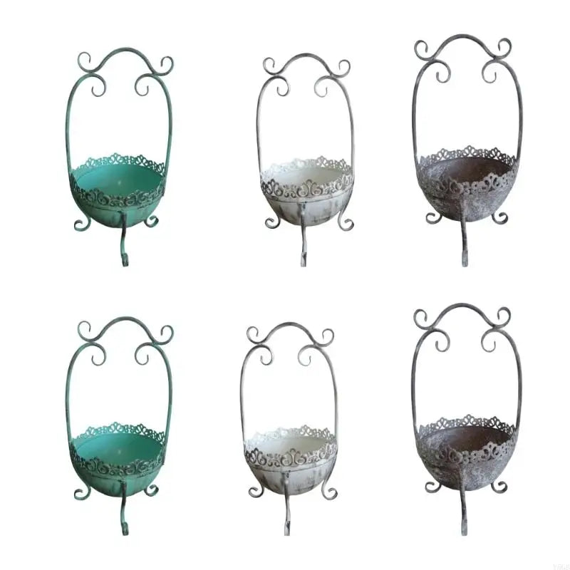 support fleurs vintage poterie ornements floraux blanc vert gris décoration romantique maison