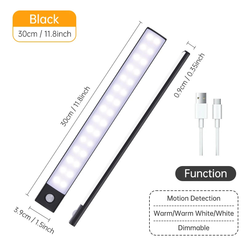 veilleuse led 10 20 30 40 60cm adhésive sans fil capteur mouvement blanc moderne