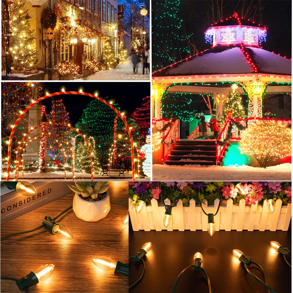 guirlande lumineuse led transparente moderne vert blanc 25ft 10bulb ip44 étanche clips