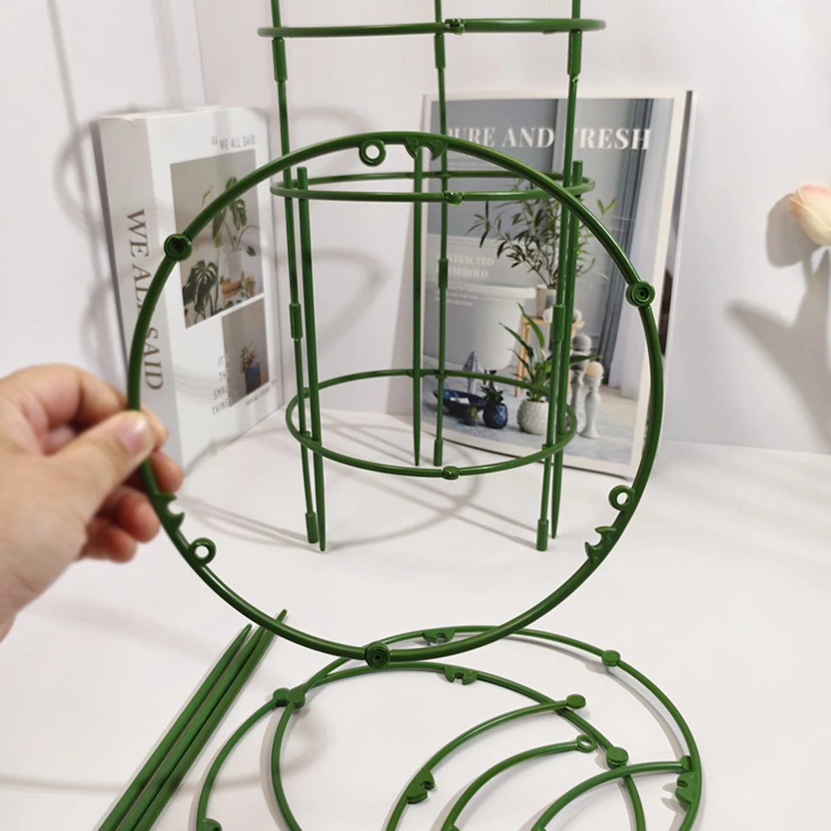 supports plantes pots fleurs treillis anneaux circulaires jardin decoration verticale horizontal roses orchidées SUNAROUD