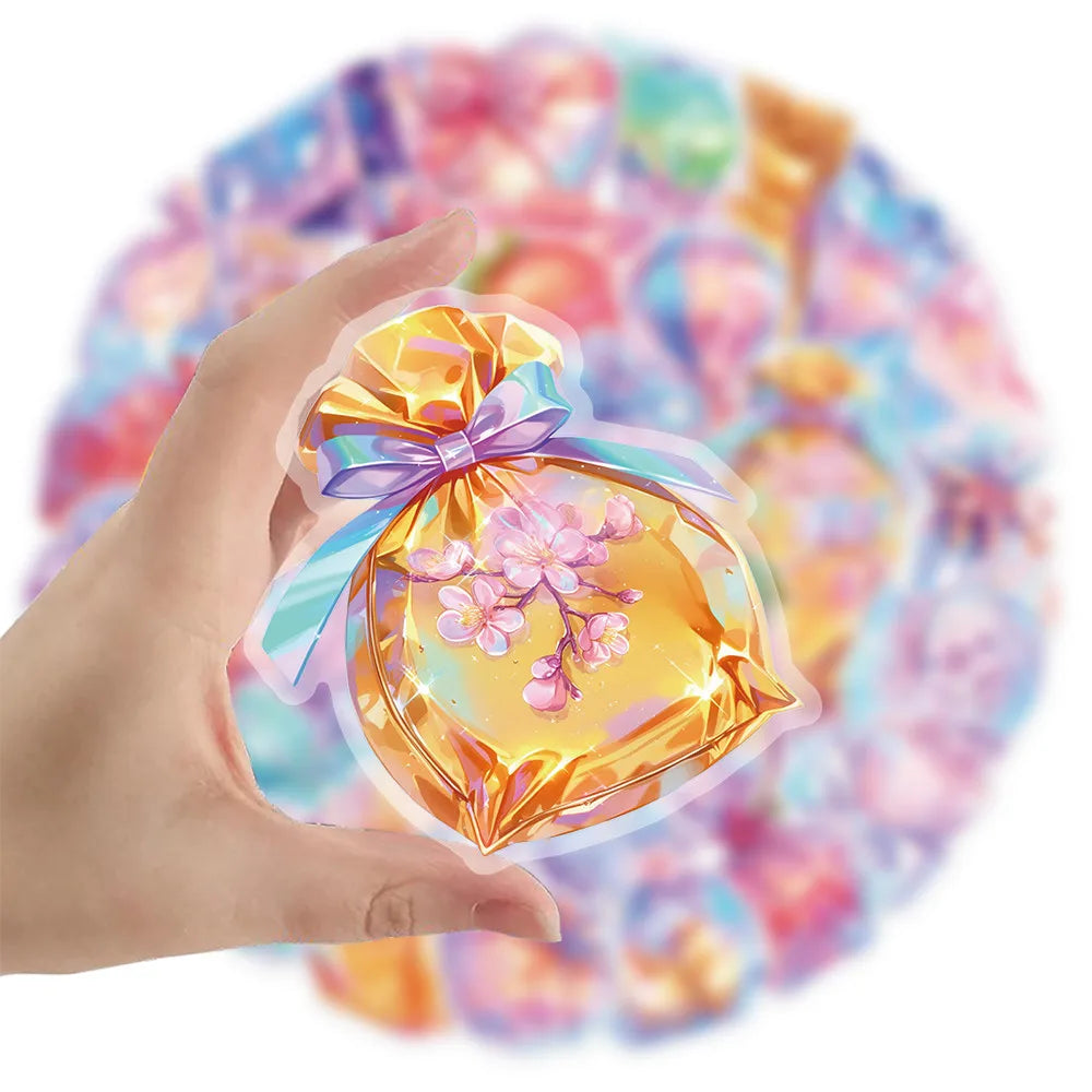 autocollants mignons imprimés floral brillants holographiques moderne 50pcs ruban adhésif