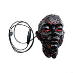 masque sculptural noir rouge texture magma lave art contemporain halloween décoration murale led usb