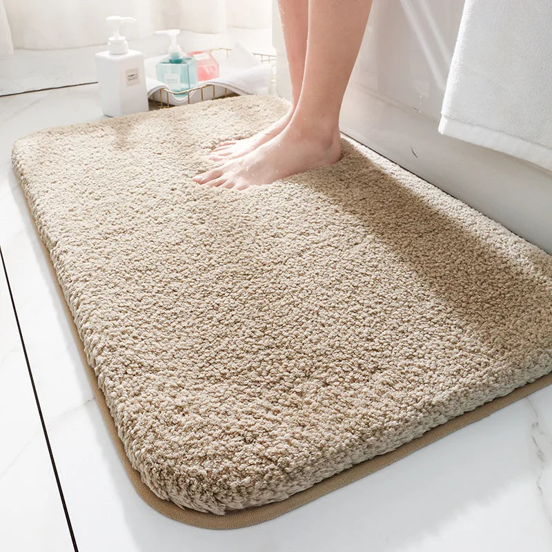 tapis bain microfibre épais blanc gris beige marron moderne salle bain absorbant antidérapant