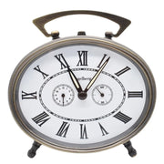 réveil mécanique vintage bronze chiffres romains aiguilles dorées horloge rétro blanc chambre