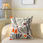 taie d'oreiller carrée fleur motif moderne polyester coton 45x45cm blanc