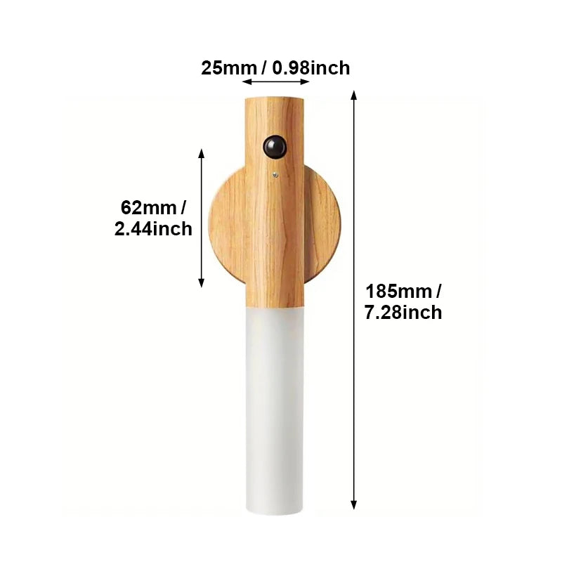 lampe murale moderne blanc bois texture naturelle interrupteur tactile détection mouvement 360° rotation rechargeable