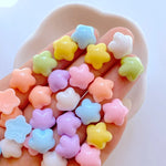 decoratives resine forme coeur etoile fleur couleurs vert jaune rose blanc bleu violet 11mm