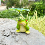 figurines animaux jardin vert beige gris cartoon éléphant grenouille tortue tringle feuilles libellules