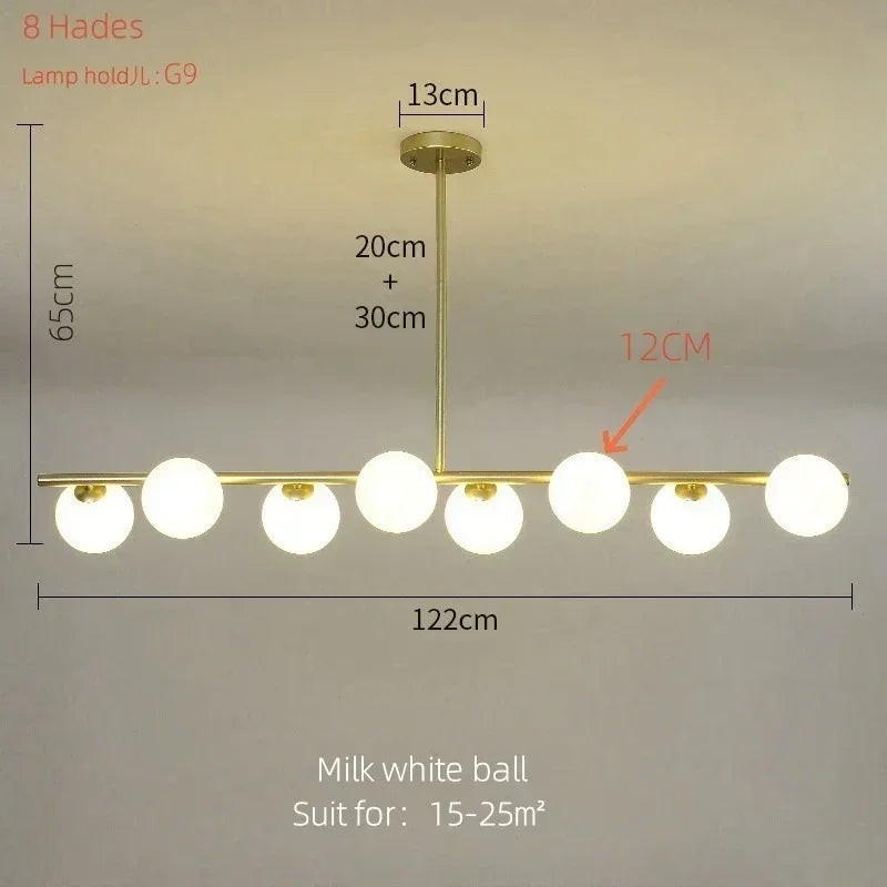 suspension lumineuse moderne têtes boules verre blanc mat noir doré