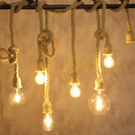 suspension lumineuse industrielle corde tressée naturelle ampoules filaments noir rustic