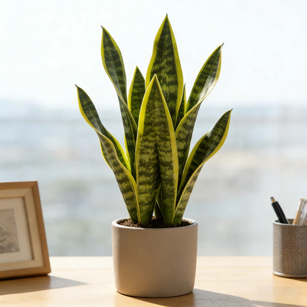 plantes artificielles serpent vert jaune rayures moderne intérieur décoration maison