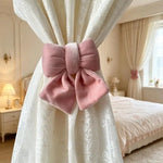 rideau velours rose clair rose foncé rouge nœuds classique élégant résistant l'eau opaque polyester