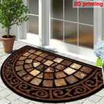 tapis d'entrée mosaïque pierre bordure ornée antidérapant moderne marron beige noir