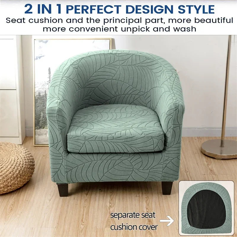 housses fauteuil tubulaire vert feuilles stylisées moderne lavable machine single seat sofa cover