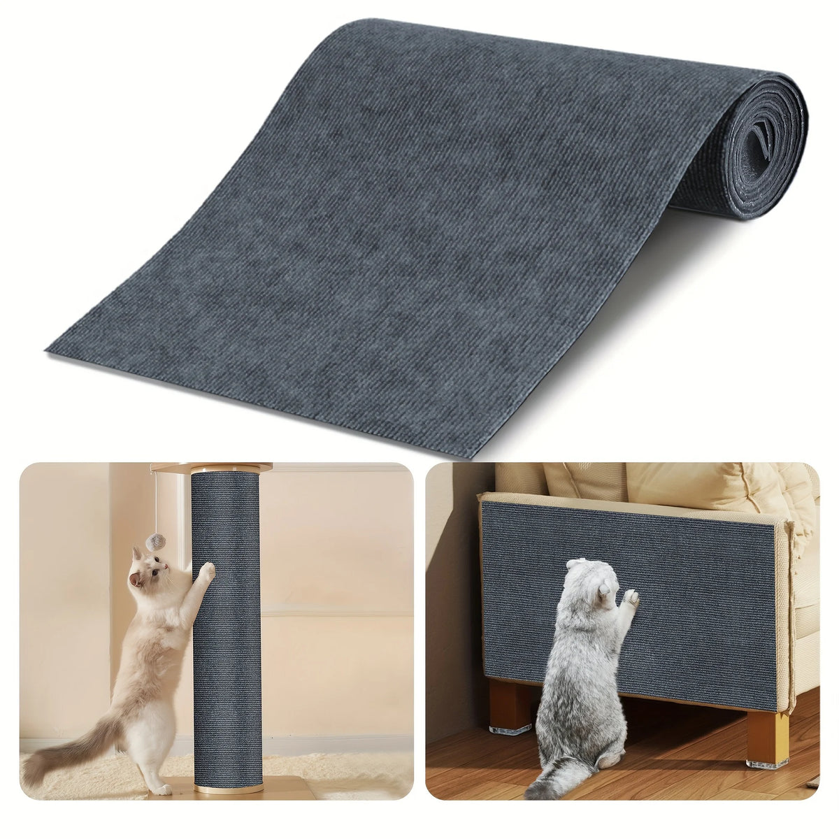 tapis grattage chat noir adhésif moderne 30x100cm tissu texture polyester
