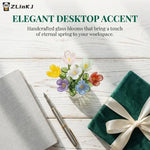 bouquet fleurs artificielles verre transparent jaune blanc rose bleu violet moderne minimaliste