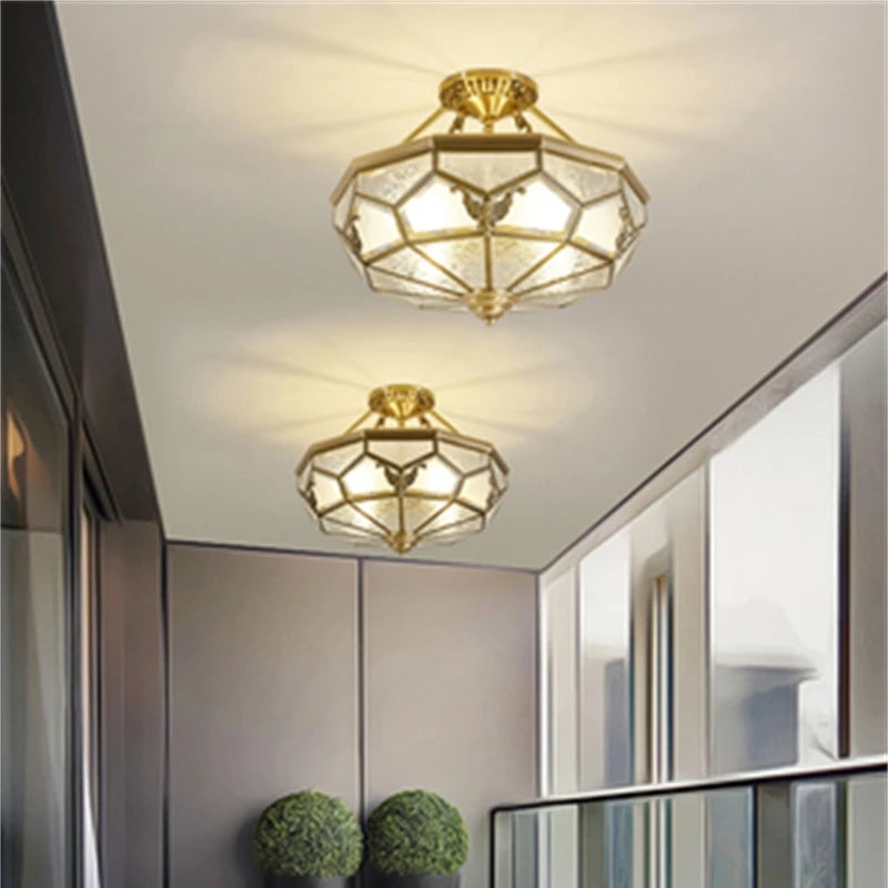 plafonnier moderne cuivre doré hexagonal transparent classique éclairage quotidien led 90 260v e27