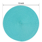 tapis table rond tissé turquois respectueux environnement moderne 15 pouces assiettes verres